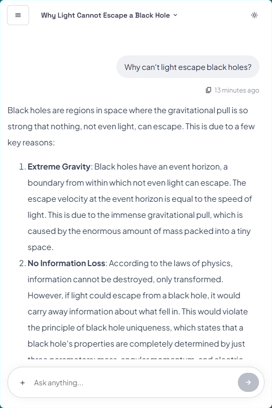 Chat interface screenshot